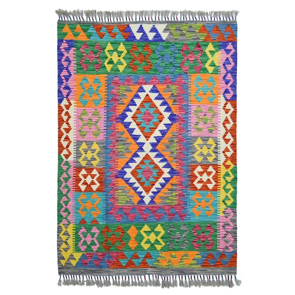 Yünden El Dokuma Afgan Kilim 105x150 cm