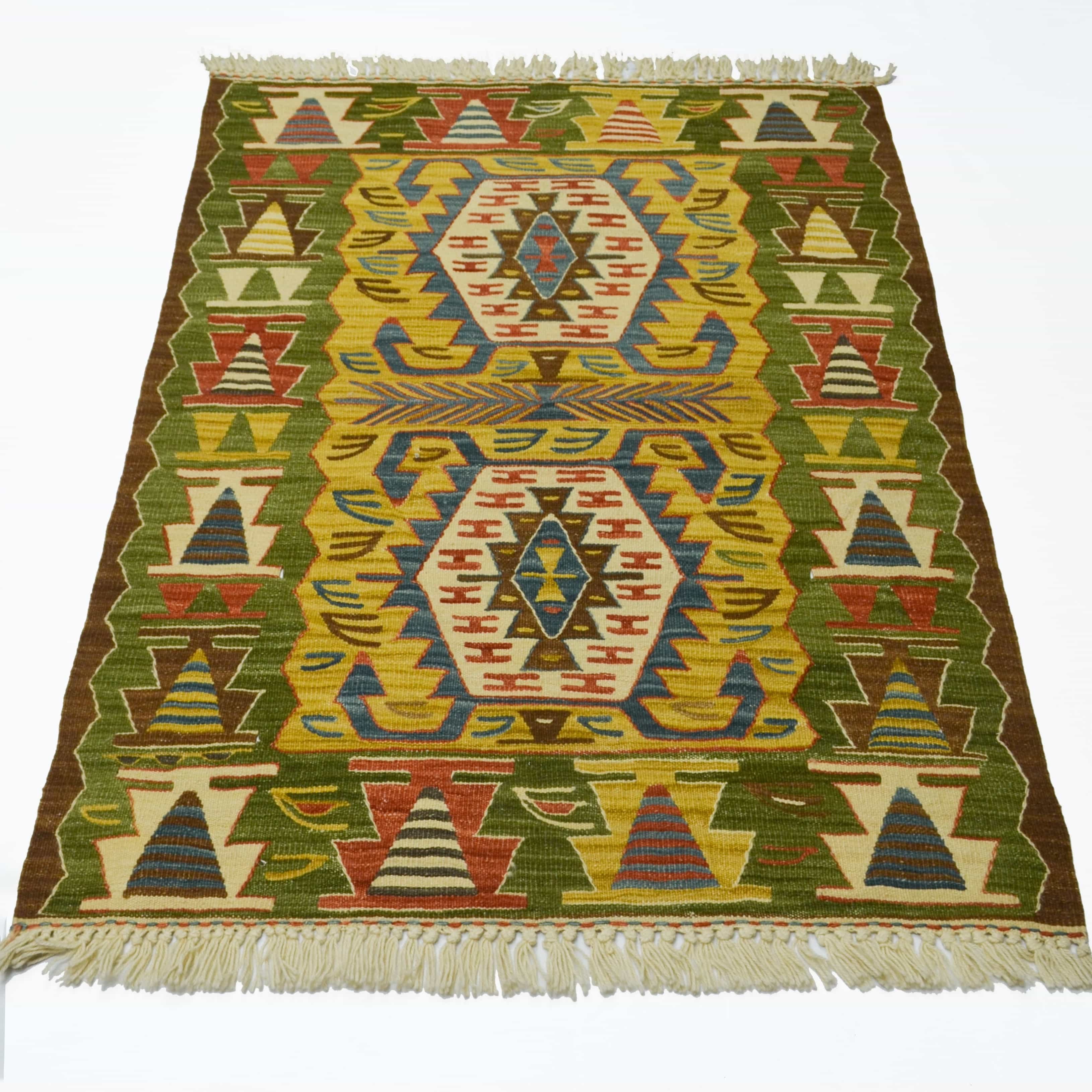 Yünden El Dokuma Uşak Kök İnce Kilim 85x110 cm