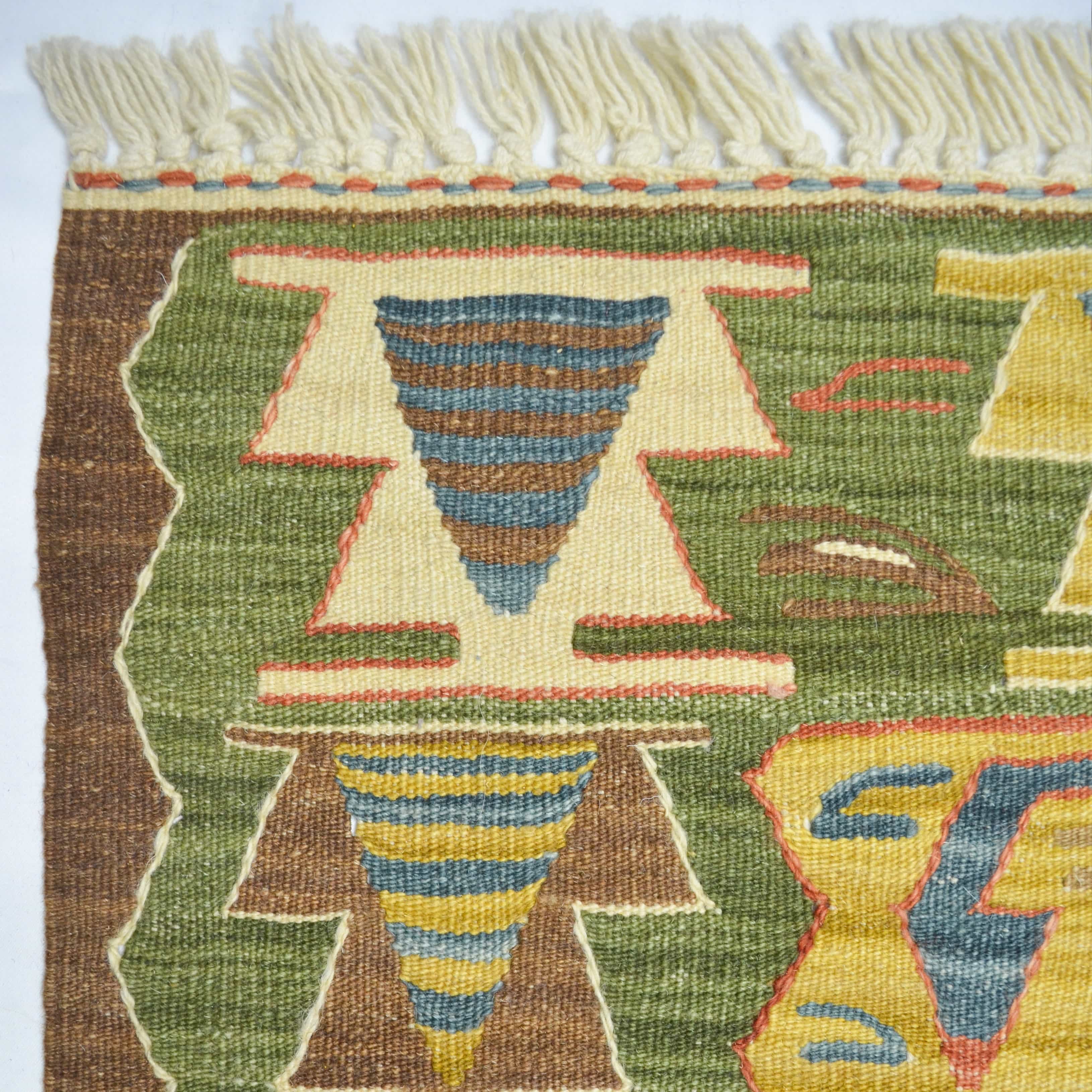 Yünden El Dokuma Uşak Kök İnce Kilim 85x110 cm