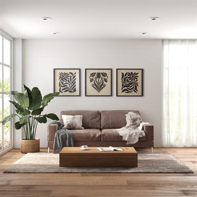 ·Çiçek· 3lü Set Soyut Ahşap Duvar Tablosu