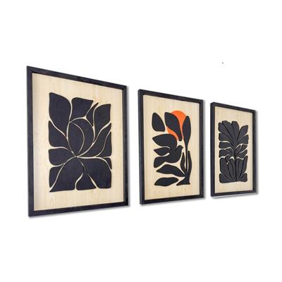 ·Kuş· 3lü Set Soyut Ahşap Duvar Tablosu