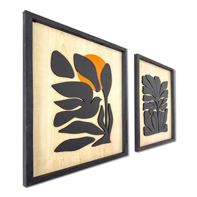 ·Kuş· 3lü Set Soyut Ahşap Duvar Tablosu