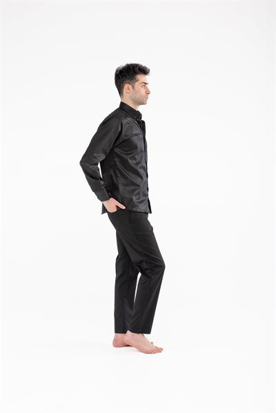 %100 Pamuk Relaxed Fit Siyah Gömlek