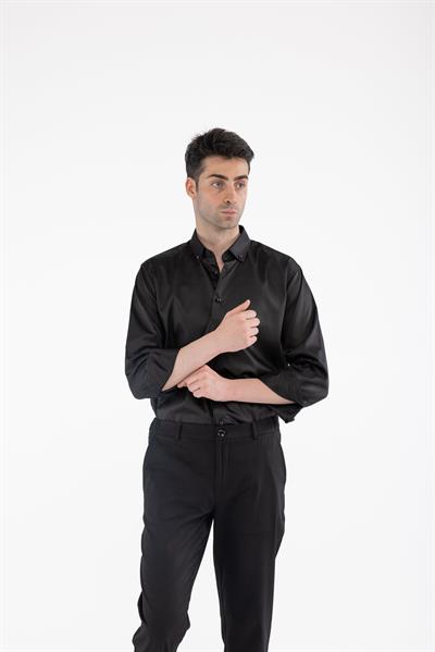 %100 Pamuk Relaxed Fit Siyah Gömlek