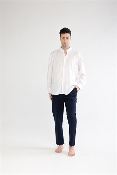 %100 Tencel Relaxed Fit Beyaz Gömlek