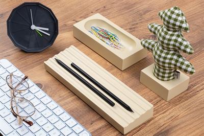 Kayigo Woody Krem Üçlü Ofis Seti - Pötikareli Çam