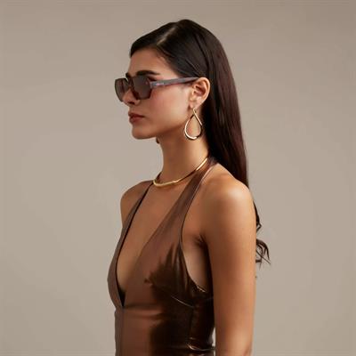 Okkia Andrea Altıgen Unisex  Güneş Gözlüğü Klasik Havana