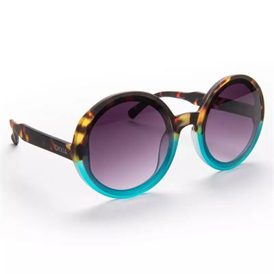 Okkia Monica Unisex Büyük Yuvarlak Güneş Gözlüğü Havana Mavisi