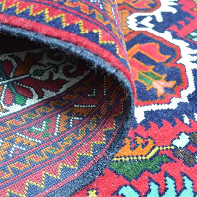Afgan Bilicik Kaşmir Yünden El Dokuma Bordo Renk Halı 93x144 cm