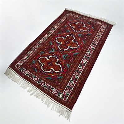 Afgan Bilicik Kaşmir Yünden El Dokuma Bordo Renk Halı 93x144 cm