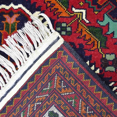 Afgan Bilicik Kaşmir Yünden El Dokuma Bordo Renk Halı 93x144 cm