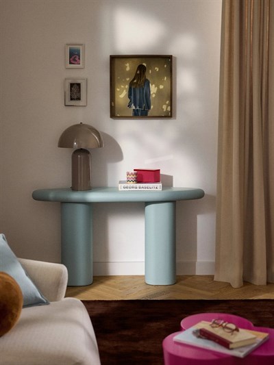 Anaya İç ve Dış Mekan Konsol Masası Organik Formlu Lake Fiberglas 140 cm