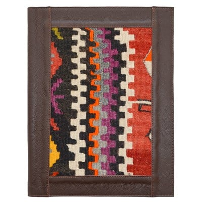 Antika Kilim Detaylı A4 Boyutunda Acı Kahve Renk Deri Organizer