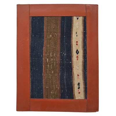 Antika Kilim Detaylı A4 Boyutunda Taba Renk Deri Organizer