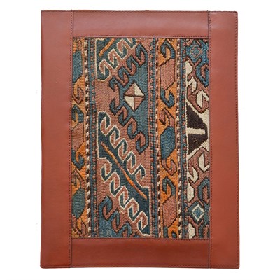Antika Kilim Detaylı A4 Boyutunda Taba Renk Deri Organizer