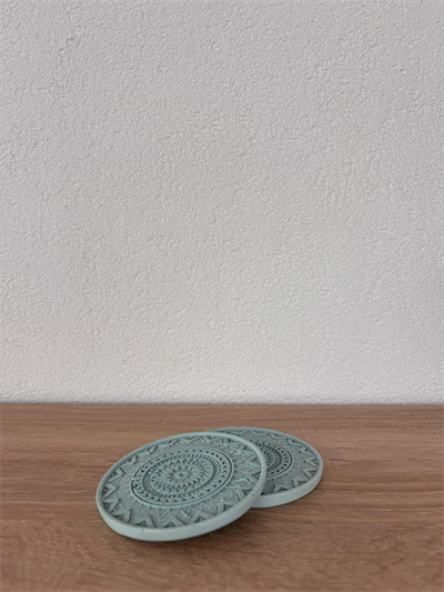Atölye Mona Jesmonite 2li Mandala Bardak Altlığı Mavi