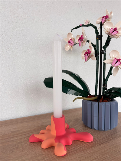 Atölye Mona Jesmonite Pennellata Şamdan Turuncu/Pembe