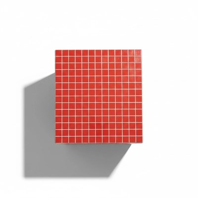 Aurora Cube Kırmızı Mozaik Yan Sehpa