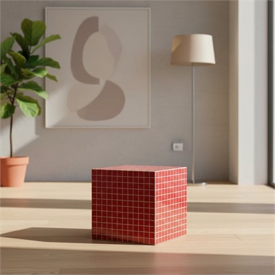 Aurora Cube Mini Kırmızı Mozaik Yan Sehpa