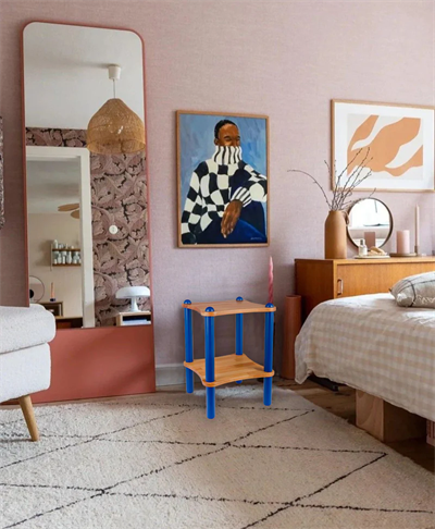 Basic Ahşap ve Turuncu Renkli Demonte Yan Sehpa