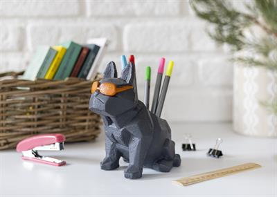 Beton Turuncu Gözlüklü French Bulldog  Kalemlik