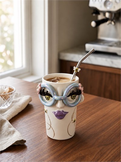 Blue Diva Large Mug - Handmade 