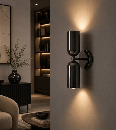 Capsule Platin Siyah Duvar Aydınlatması