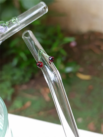 Cen Cam - Meyve Desenli Cam Pipet (4lü Kıvrık)