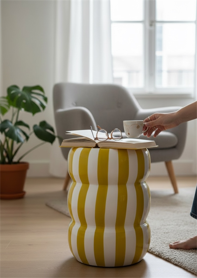 Çizgili Bubble Seramik Sehpa