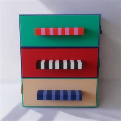 Çok Renkli Çekmeceli Kutu 3Lü Set No. 1