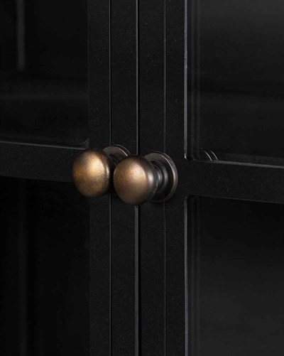 Deano Kabinet Siyah Mat Demir Pirinç Kulplu
