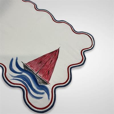 El Boyama Deli Deniz Desenli Amerikan Servis Seti 2li