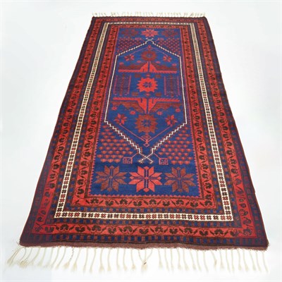 El Dokuma Lacivert Kırmızı Renk Yağcıbedir Halısı 133x194 cm