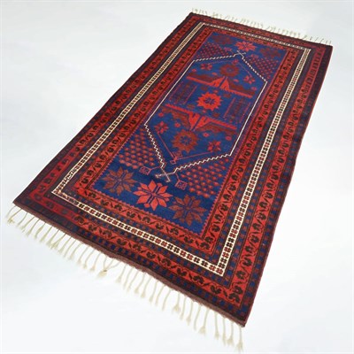 El Dokuma Lacivert Kırmızı Renk Yağcıbedir Halısı 133x194 cm