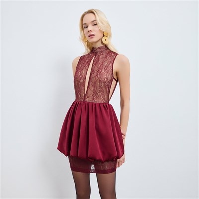 Elida Lace Detailed Balloon Mini Dress