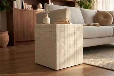 Elista Cube Beyaz Mozaik Yan Sehpa