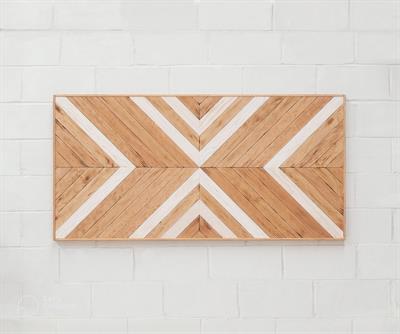 Geometrik Çift Kişilik Ahşap Yatak/ Baza Başlığı