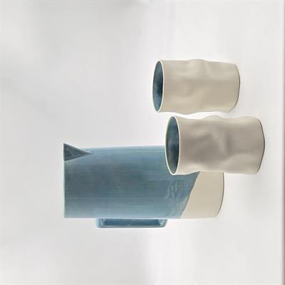 Seramik Sürahi ve Bardak Seti- Blue Pearl