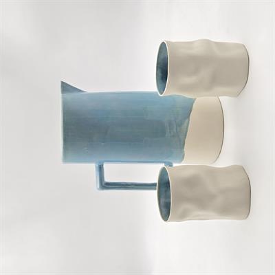 Seramik Sürahi ve Bardak Seti- Blue Pearl