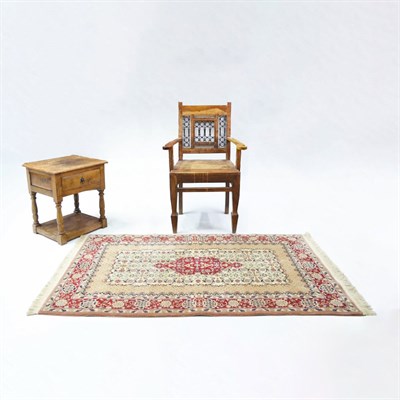İran Saruk El Dokuma Bej ve Kırmızı Renk Yün Halı 93x150 cm
