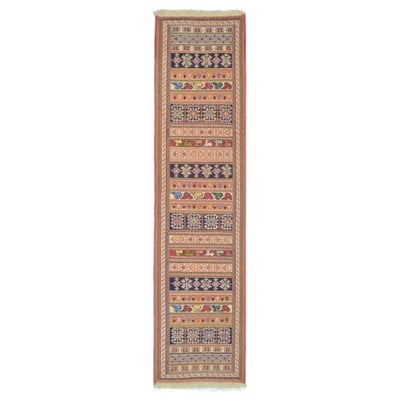 İran Zolanvari El Dokuma Kiremit Rengi Sumak Kilim Yolluk 34x143 cm