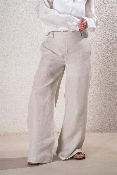 Kadın %100 Keten Natural Pantolon