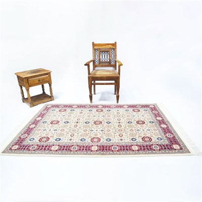 Kafkas Model Bordo ve Bej Renk Yünden El Dokuma Hereke Halısı 124x185 cm