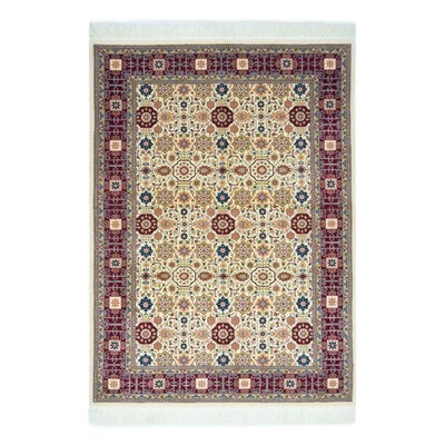 Kafkas Model Bordo ve Bej Renk Yünden El Dokuma Hereke Halısı 124x185 cm