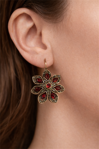 Kırmızı Çiçek Küpe