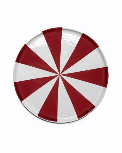 Kırmızı Porselen Servis Tabağı