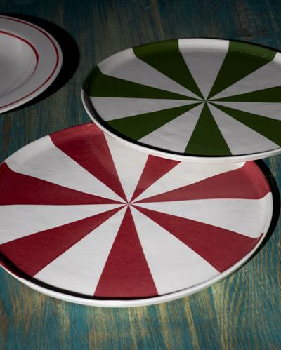 Kırmızı Porselen Servis Tabağı