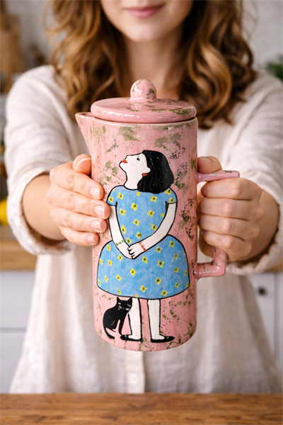 Kızlı Kedili Sürahi 