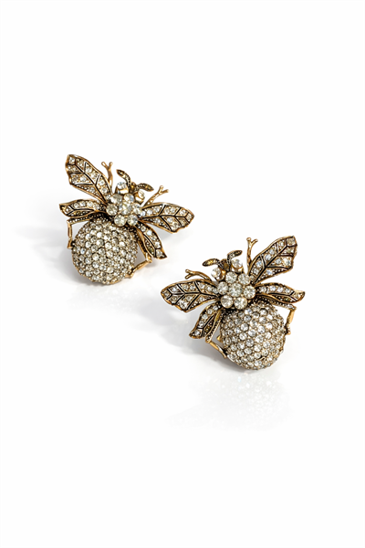 Kraliçe Arı Taşlı Küpe