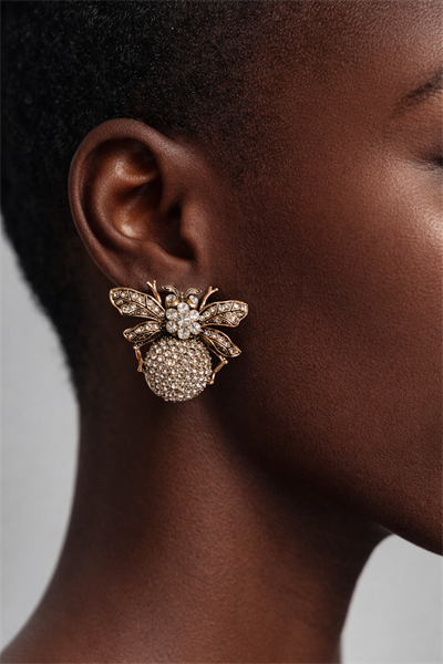 Kraliçe Arı Taşlı Küpe